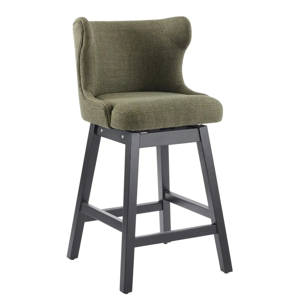Set Of 2 Bar Height Mid-century Modern Upholstered Bar Stools