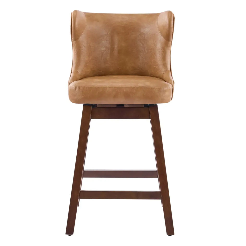 Set Of 2 Bar Height Mid-century Modern Upholstered Bar Stools