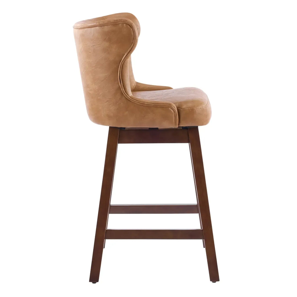 Set Of 2 Bar Height Mid-century Modern Upholstered Bar Stools