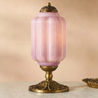 Vintage Green Elegant Glass Table Lamp with Brass Base