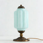 Vintage Green Elegant Glass Table Lamp with Brass Base