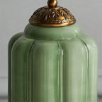 Vintage Green Elegant Glass Table Lamp with Brass Base