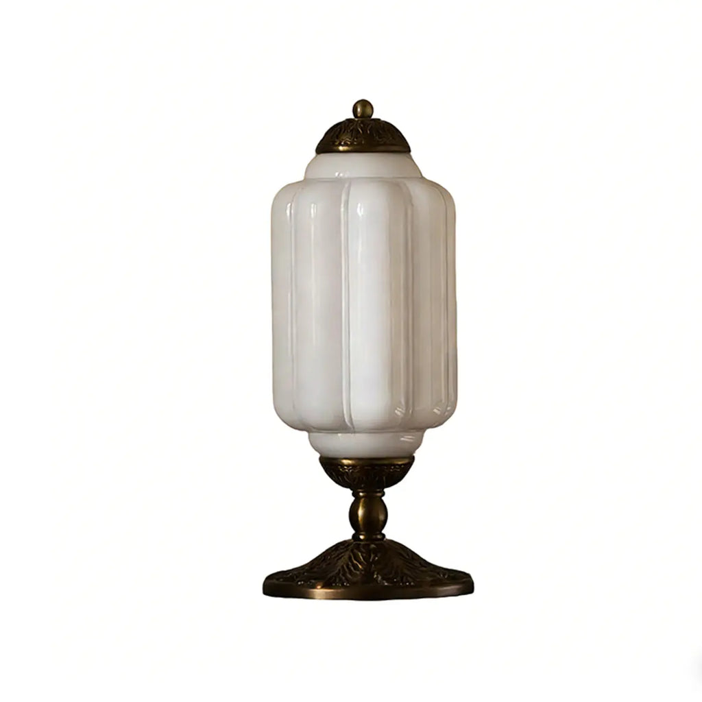 Vintage Green Elegant Glass Table Lamp with Brass Base