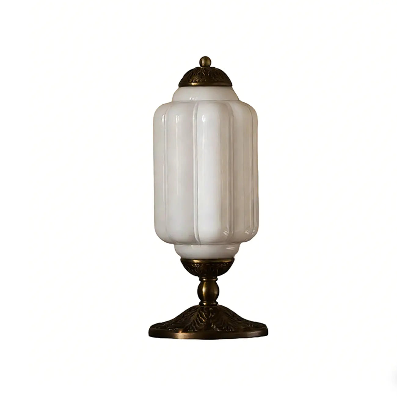 Vintage Green Elegant Glass Table Lamp with Brass Base