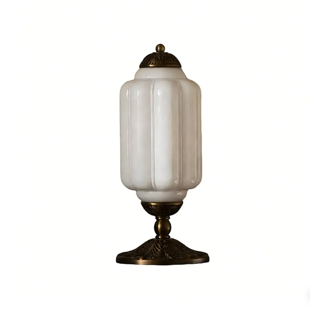 Vintage Green Elegant Glass Table Lamp with Brass Base