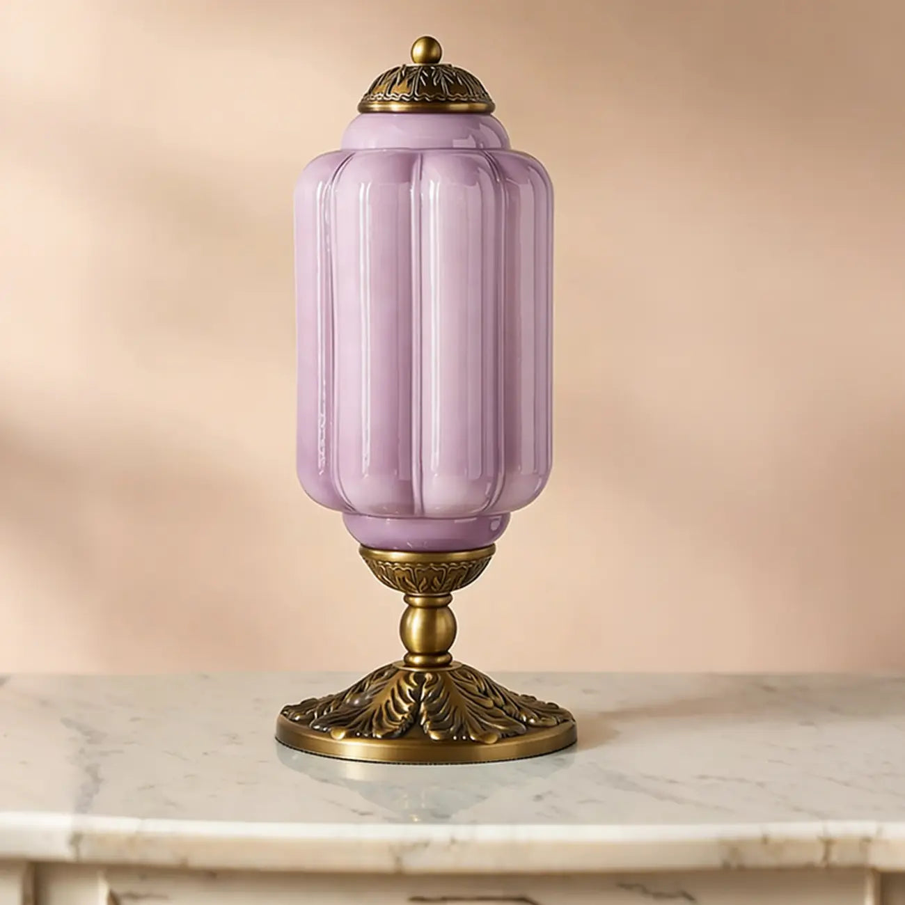 Vintage Green Elegant Glass Table Lamp with Brass Base