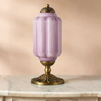Vintage Green Elegant Glass Table Lamp with Brass Base