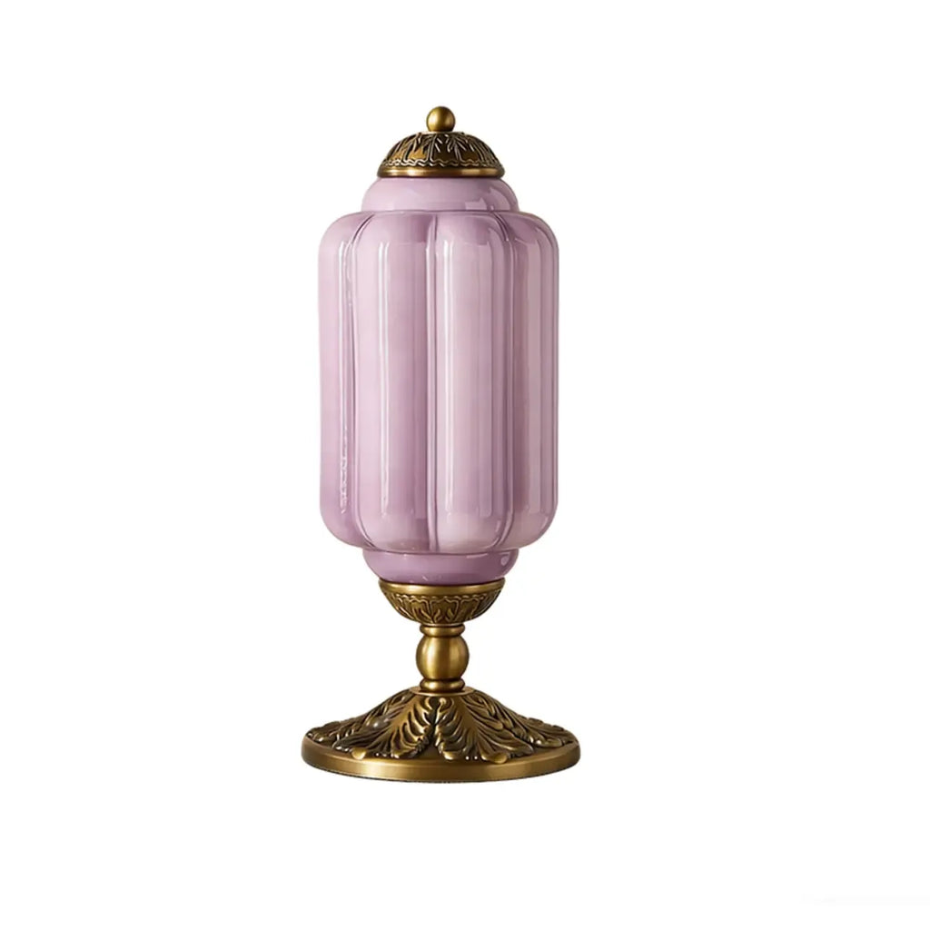 Vintage Green Elegant Glass Table Lamp with Brass Base