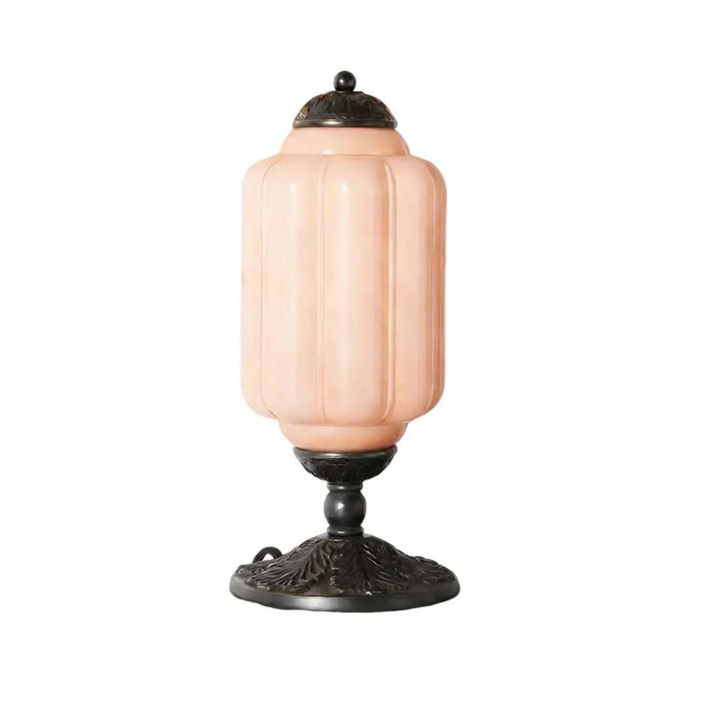 Vintage Green Elegant Glass Table Lamp with Brass Base
