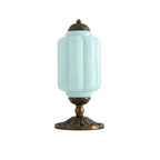 Vintage Green Elegant Glass Table Lamp with Brass Base