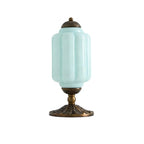 Vintage Green Elegant Glass Table Lamp with Brass Base