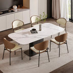 Black Leather Seat Curved Back Dining Chair