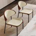 Black Leather Seat Curved Back Dining Chair