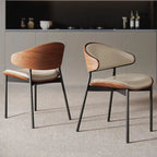 Black Leather Seat Curved Back Dining Chair