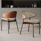 Black Leather Seat Curved Back Dining Chair