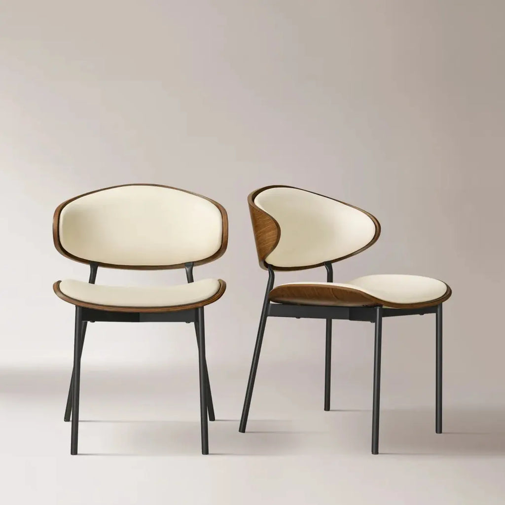 Black Leather Seat Curved Back Dining Chair