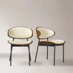 Black Leather Seat Curved Back Dining Chair
