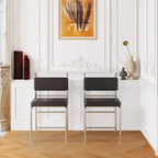 Contemporary Low Back Faux Leather Metal Dining Chairs