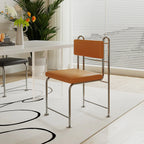 Contemporary Low Back Faux Leather Metal Dining Chairs