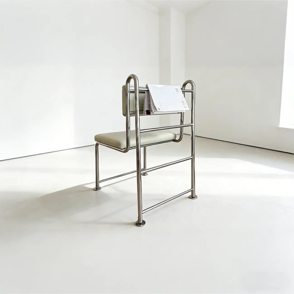 Contemporary Low Back Faux Leather Metal Dining Chairs