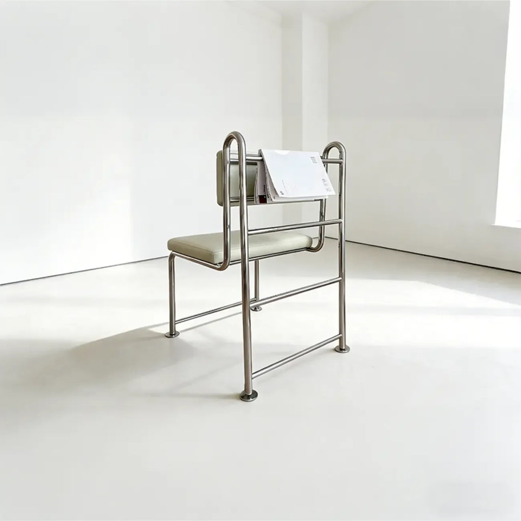 Contemporary Low Back Faux Leather Metal Dining Chairs