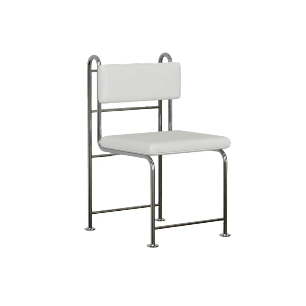 Contemporary Low Back Faux Leather Metal Dining Chairs
