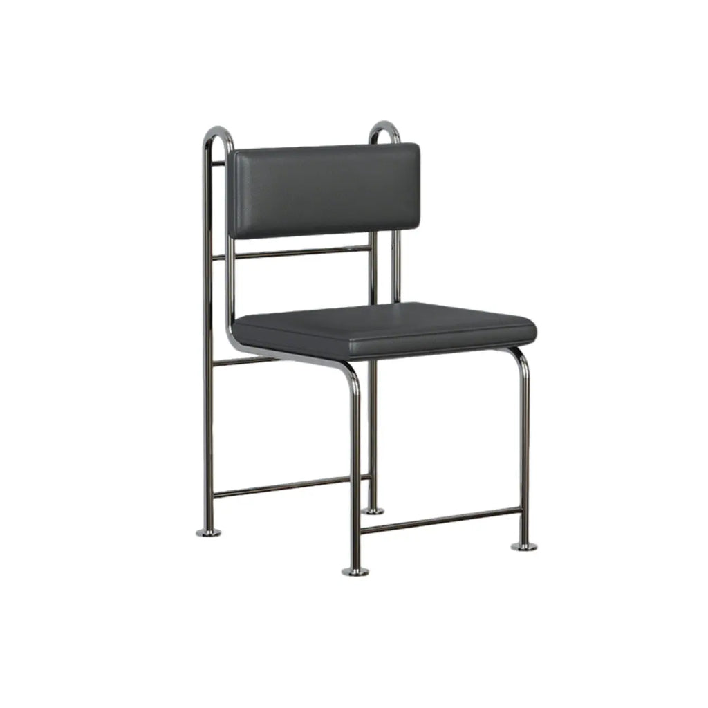 Contemporary Low Back Faux Leather Metal Dining Chairs