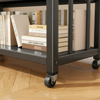Contemporary Industrial Black Metal 5-Tier Rolling Bookcase