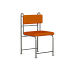 Contemporary Low Back Faux Leather Metal Dining Chairs