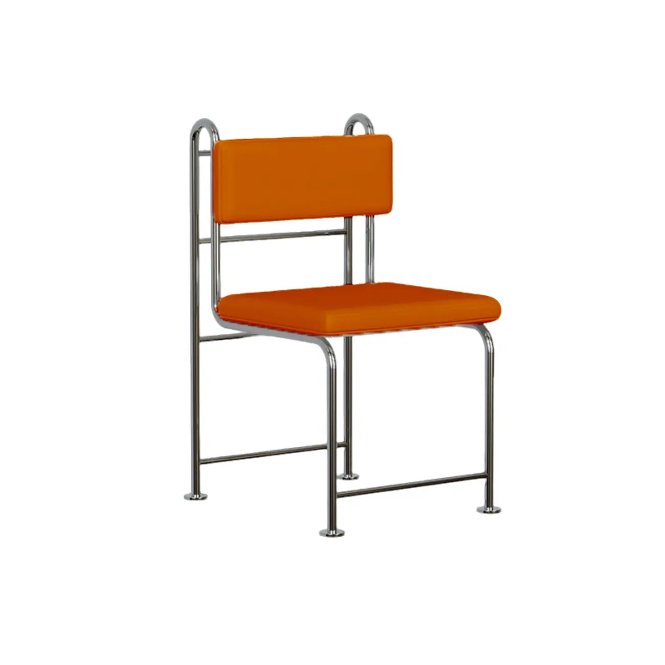 Contemporary Low Back Faux Leather Metal Dining Chairs