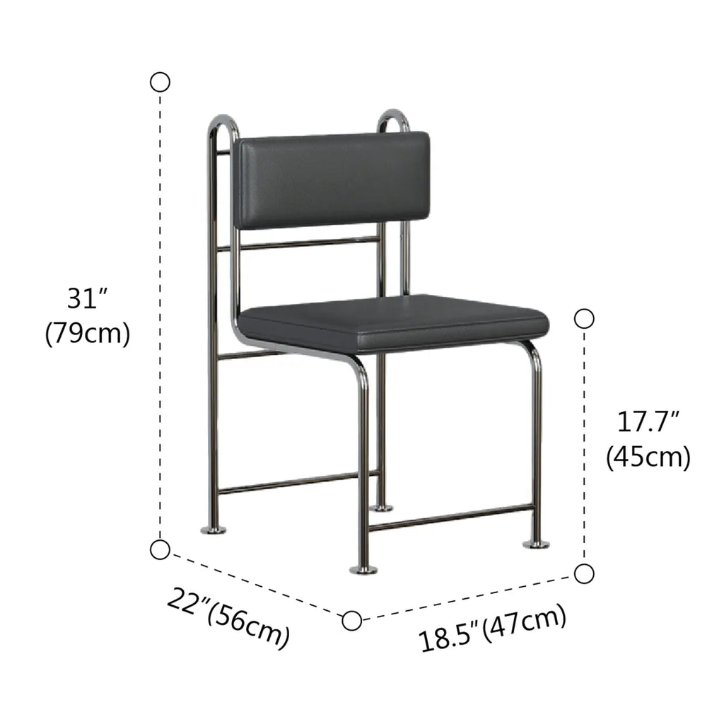Contemporary Low Back Faux Leather Metal Dining Chairs