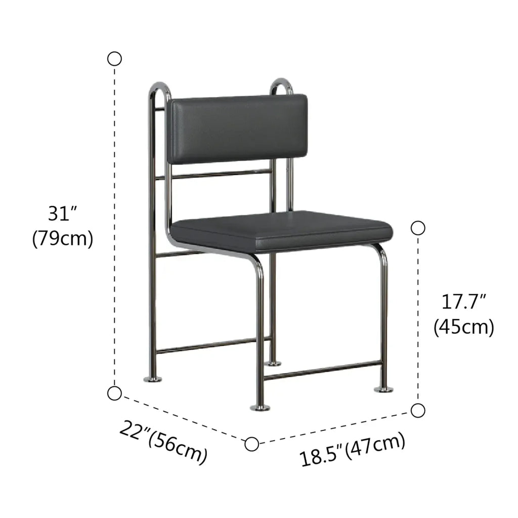Contemporary Low Back Faux Leather Metal Dining Chairs