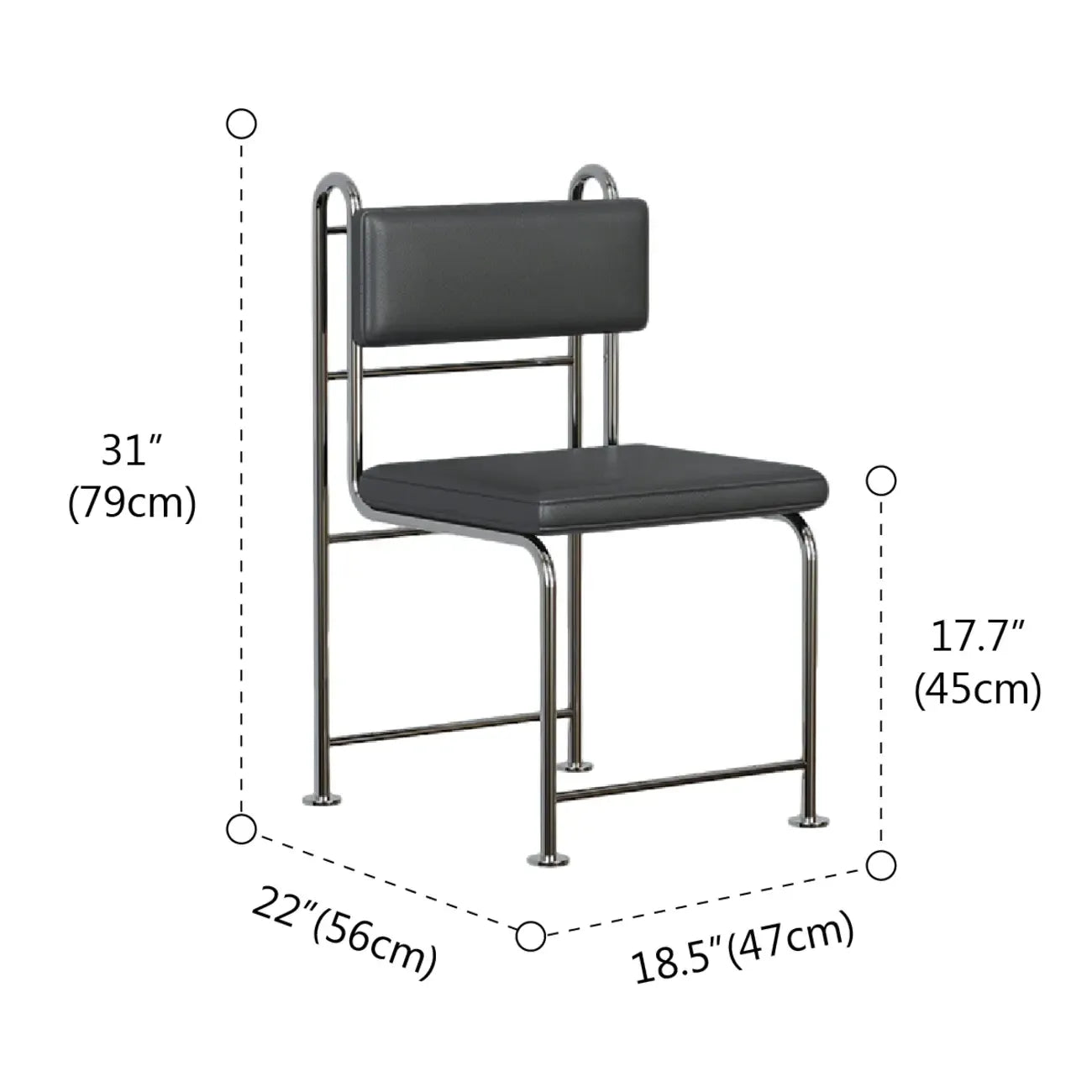 Contemporary Low Back Faux Leather Metal Dining Chairs
