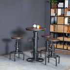 Adjustable Height Industrial Wood Metal Round Bar Table