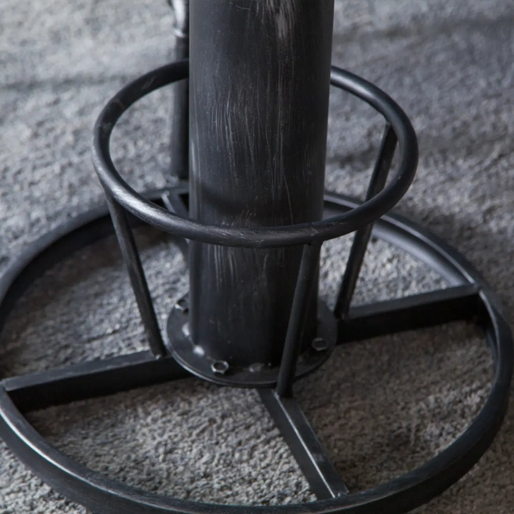 Adjustable Height Industrial Wood Metal Round Bar Table