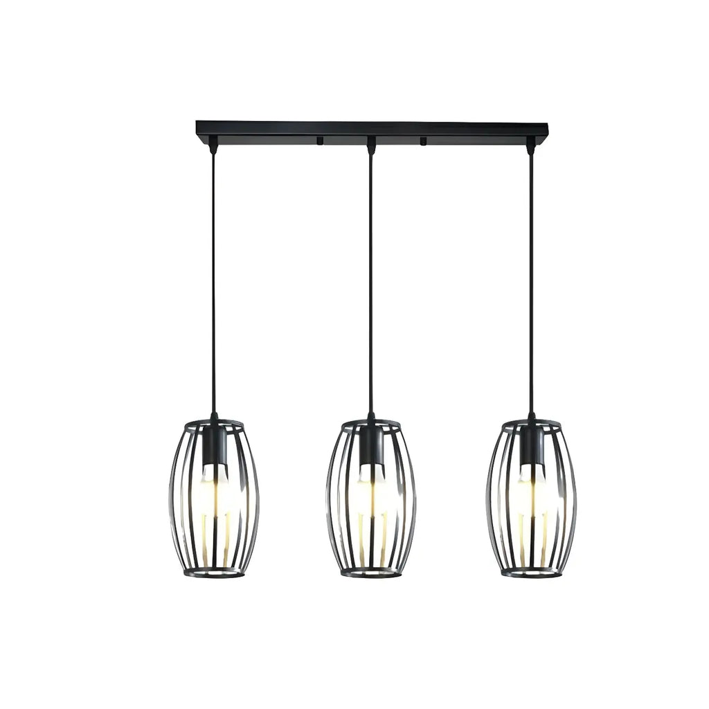 Industrial Black Geometric Adjustable Island Pendant Light