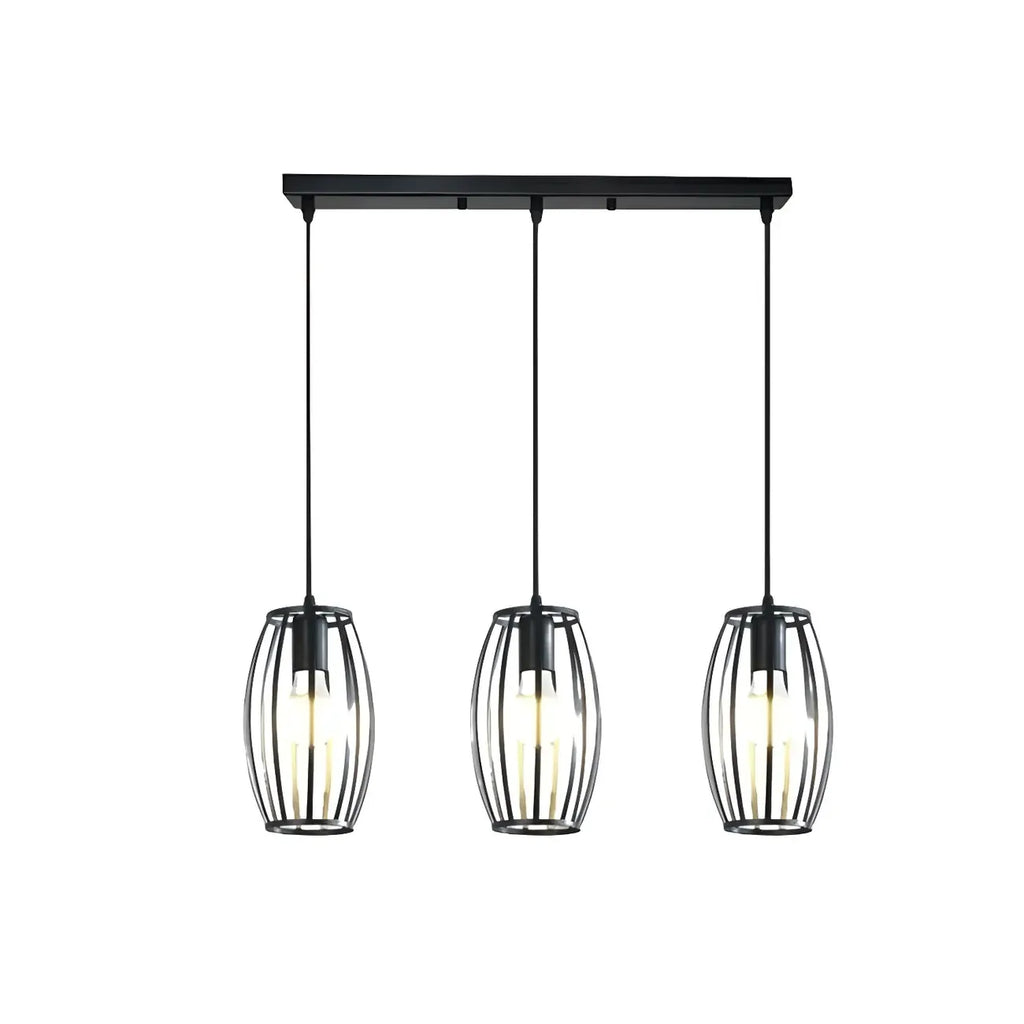 Industrial Black Geometric Adjustable Island Pendant Light