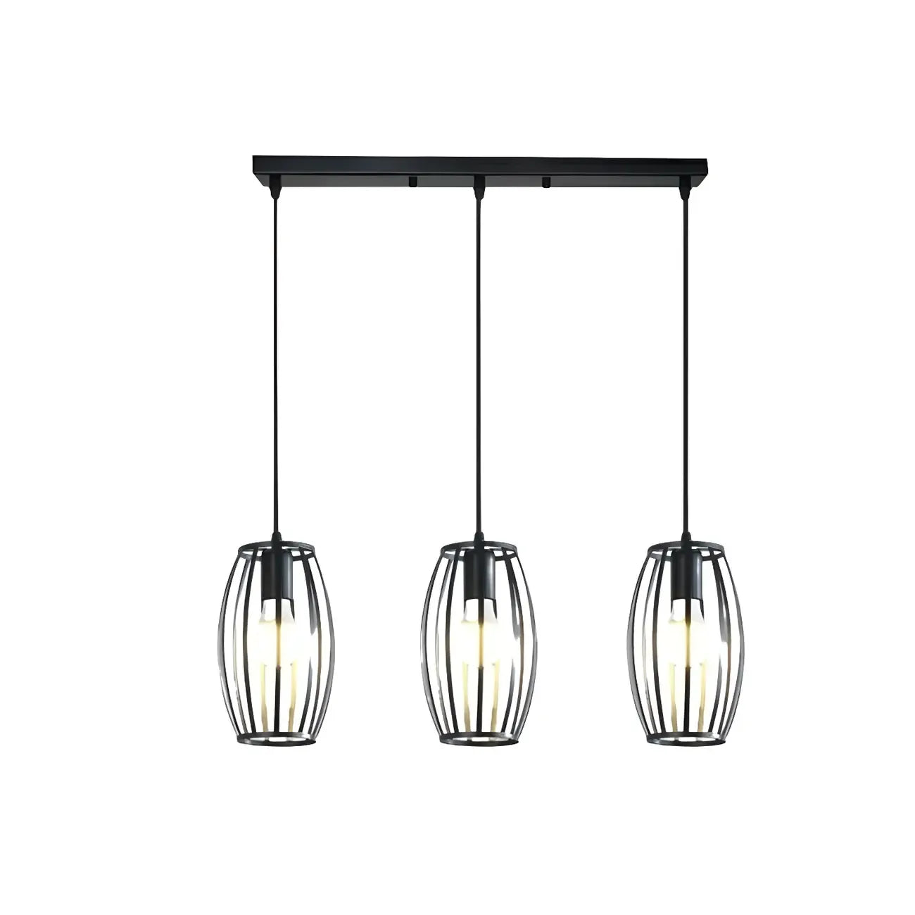 Industrial Black Geometric Adjustable Island Pendant Light