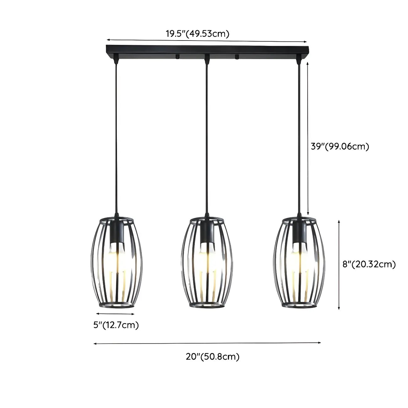 Industrial Black Geometric Adjustable Island Pendant Light