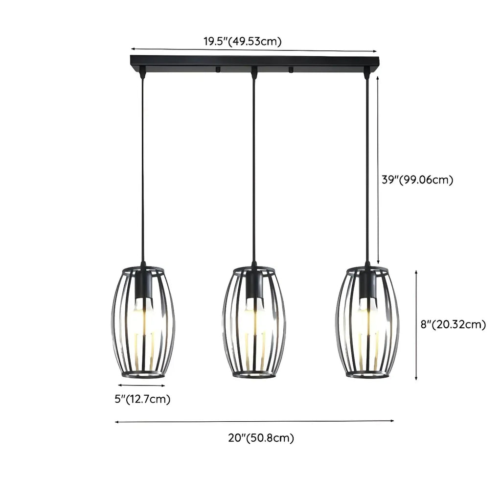 Industrial Black Geometric Adjustable Island Pendant Light