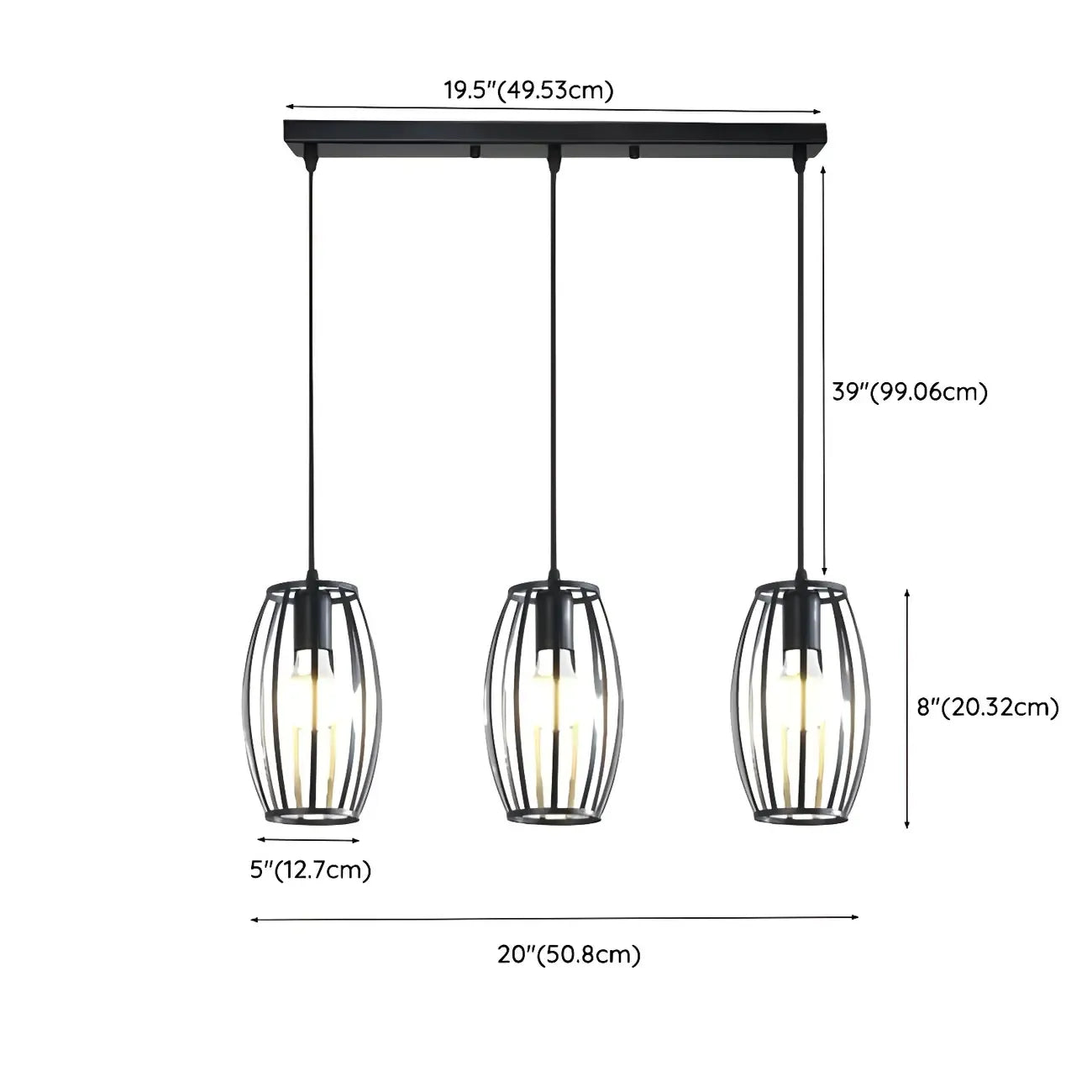 Industrial Black Geometric Adjustable Island Pendant Light