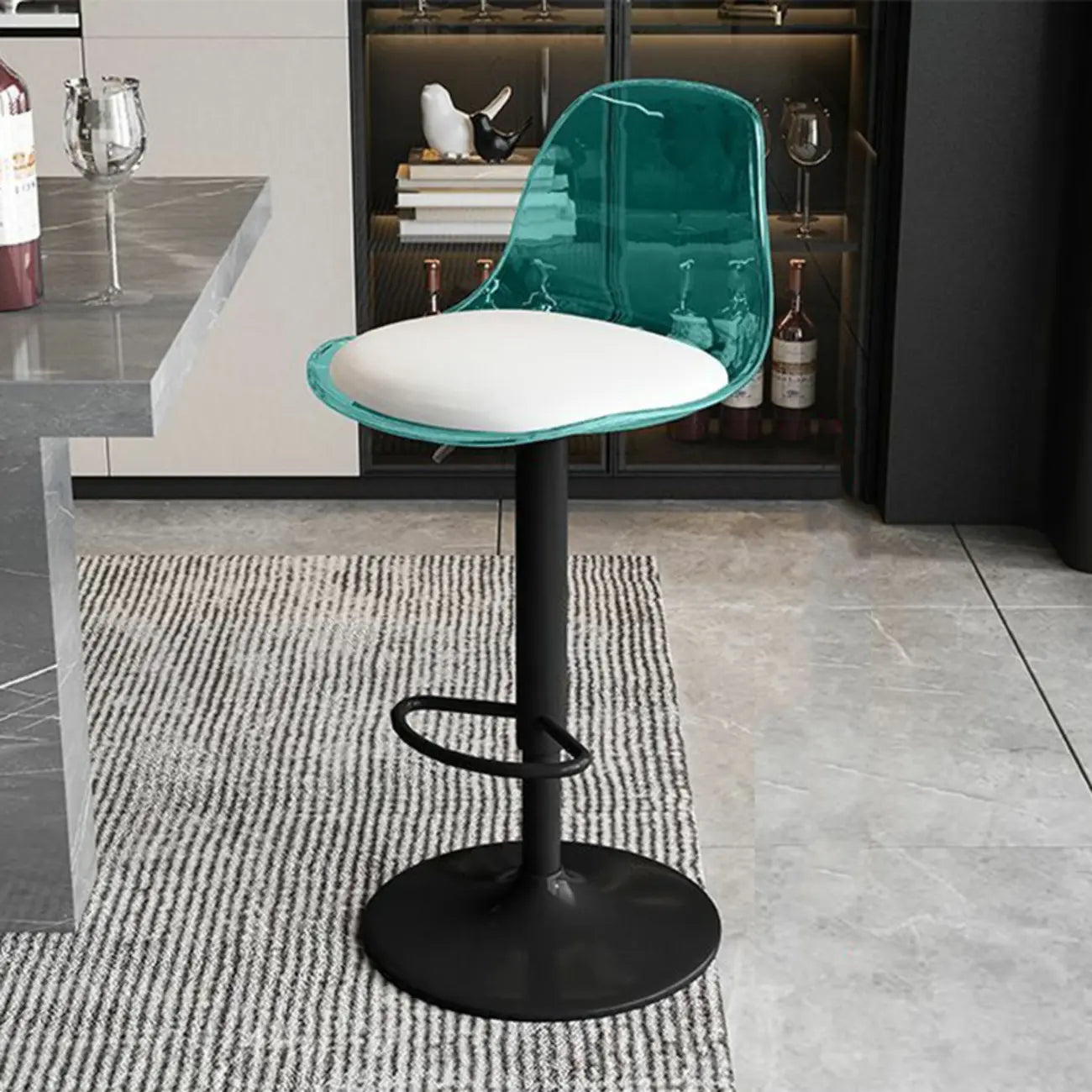 Minimalist Acrylic Swivel Bar Stools Cushion Bucket Seat