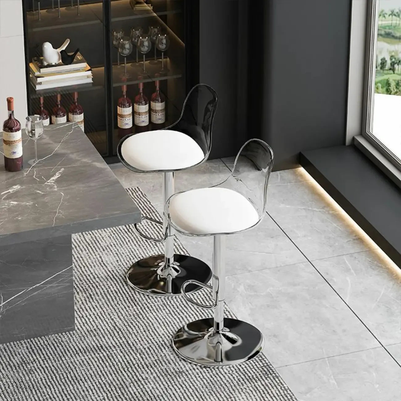 Minimalist Acrylic Swivel Bar Stools Cushion Bucket Seat