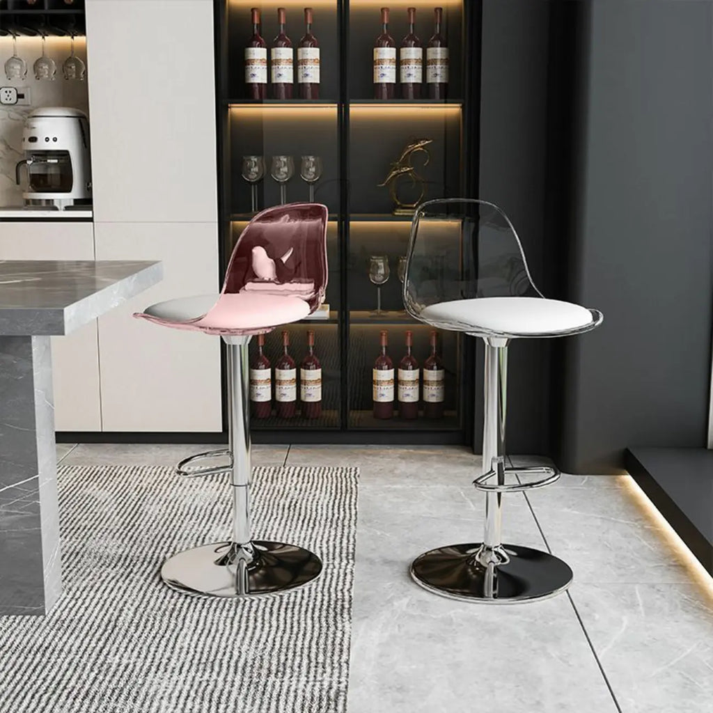 Minimalist Acrylic Swivel Bar Stools Cushion Bucket Seat