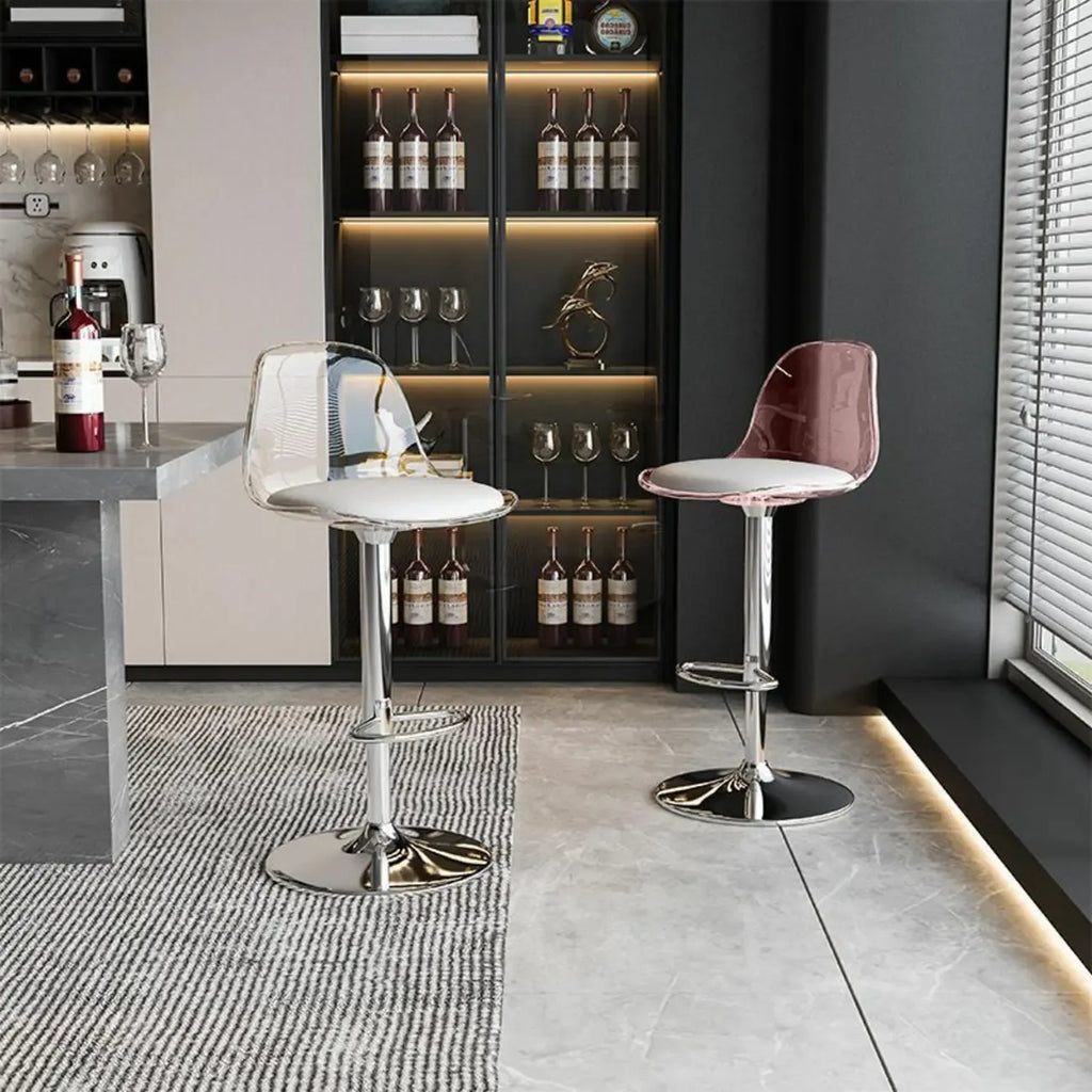 Minimalist Acrylic Swivel Bar Stools Cushion Bucket Seat