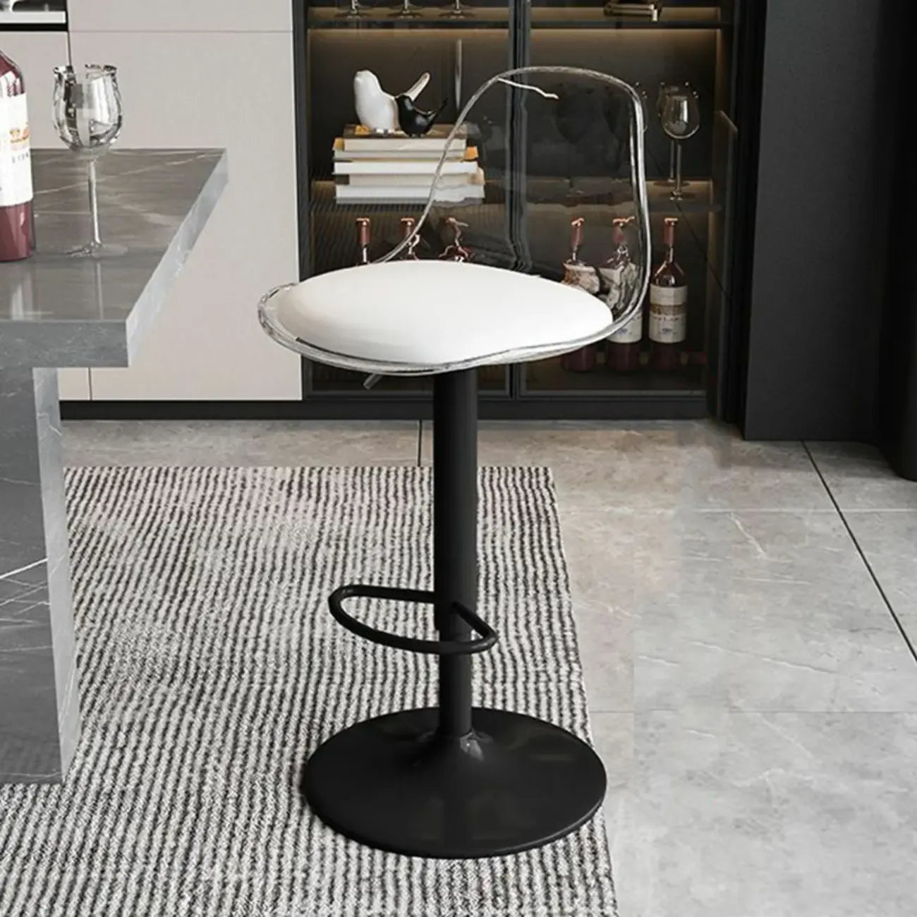Minimalist Acrylic Swivel Bar Stools Cushion Bucket Seat