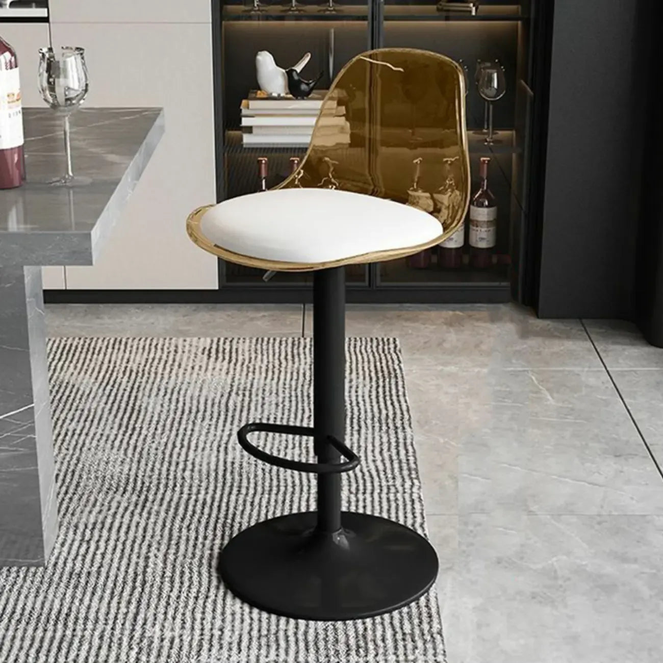 Minimalist Acrylic Swivel Bar Stools Cushion Bucket Seat