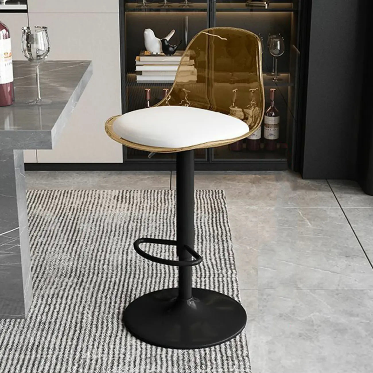 Minimalist Acrylic Swivel Bar Stools Cushion Bucket Seat