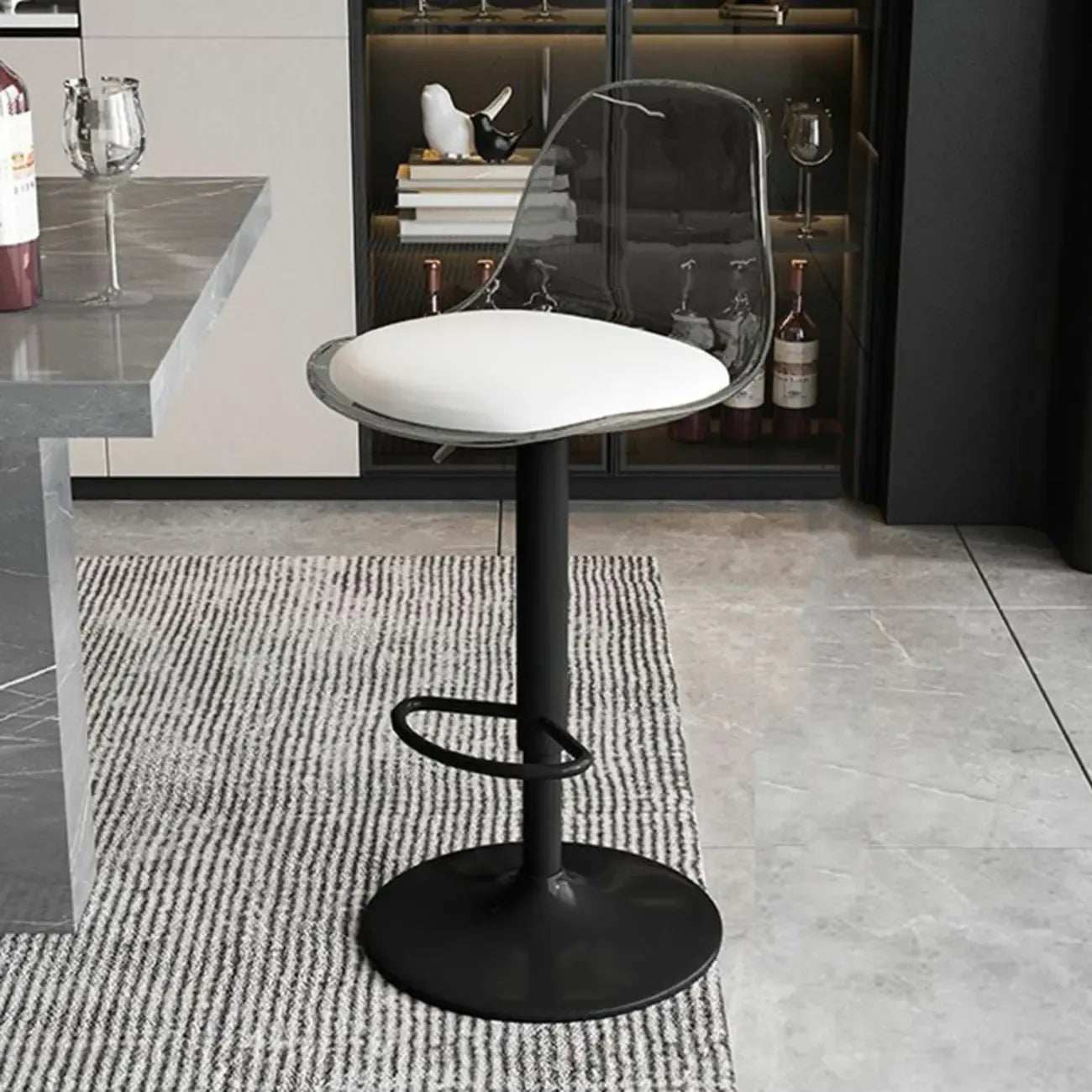 Minimalist Acrylic Swivel Bar Stools Cushion Bucket Seat