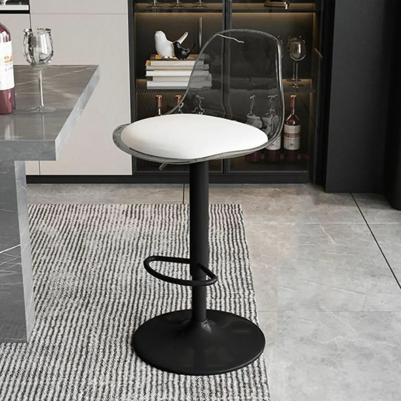 Minimalist Acrylic Swivel Bar Stools Cushion Bucket Seat